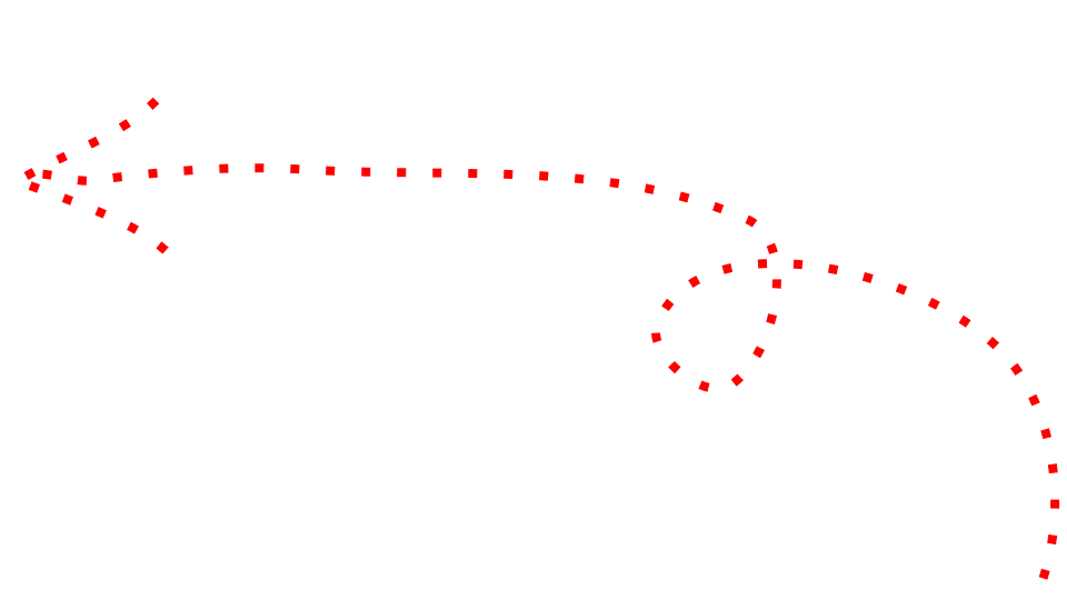 GummBear Red Dotted Arrow Pointed From Above Right