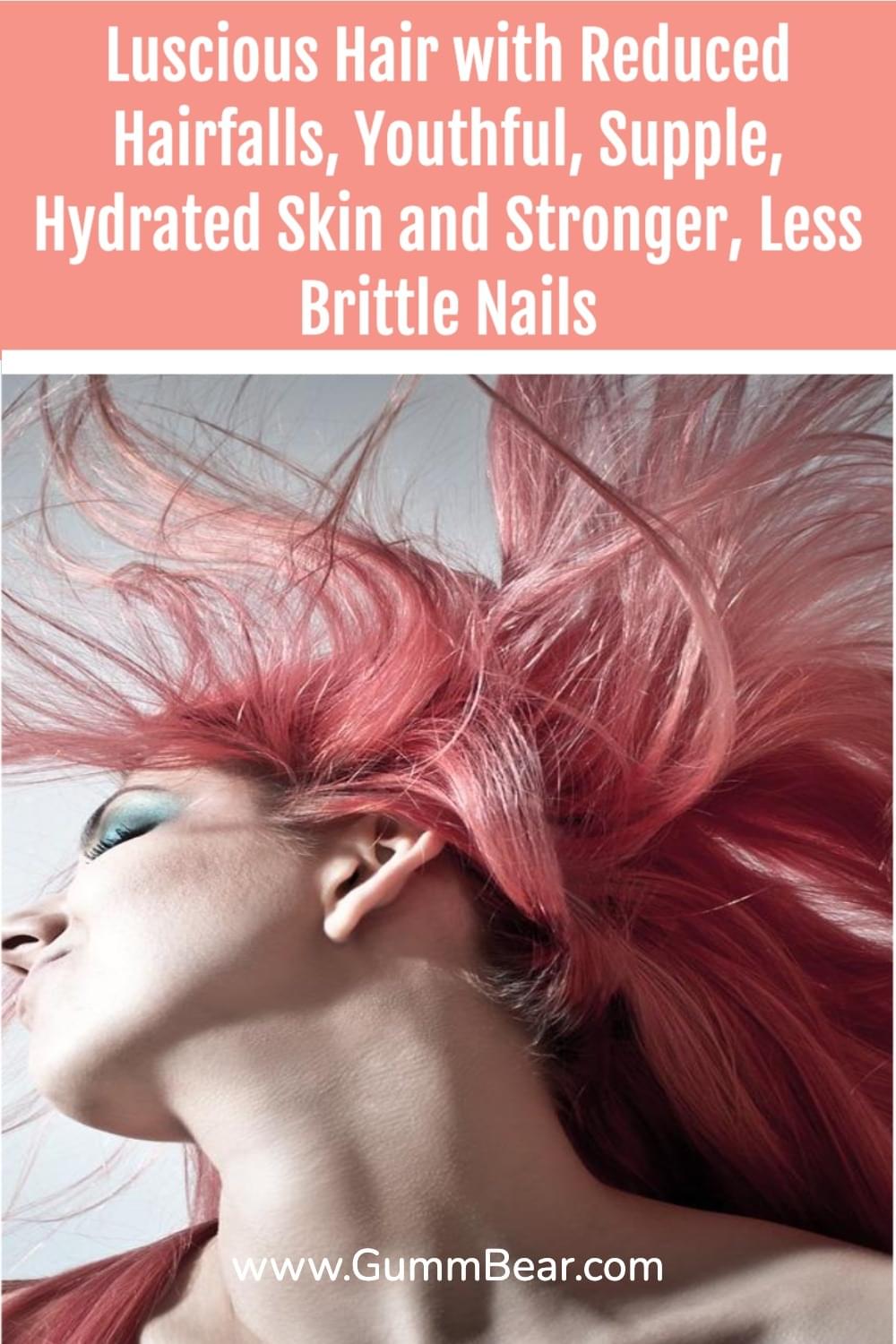 GummBear Advanced Hair Skin And Nails Gummies - Luscious Hair with Reduced Hairfall, Youthful, Supple, Hydrated-Skin and Stronger Less Brittle Nails